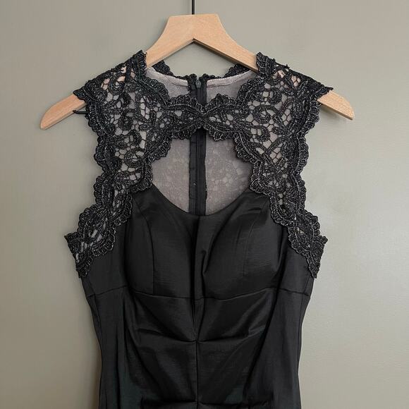 NWT Xscape Lace Taffeta Mermaid Gown Black Size 8‎ Maxi Dress Metallic Elegant - Picture 4 of 16